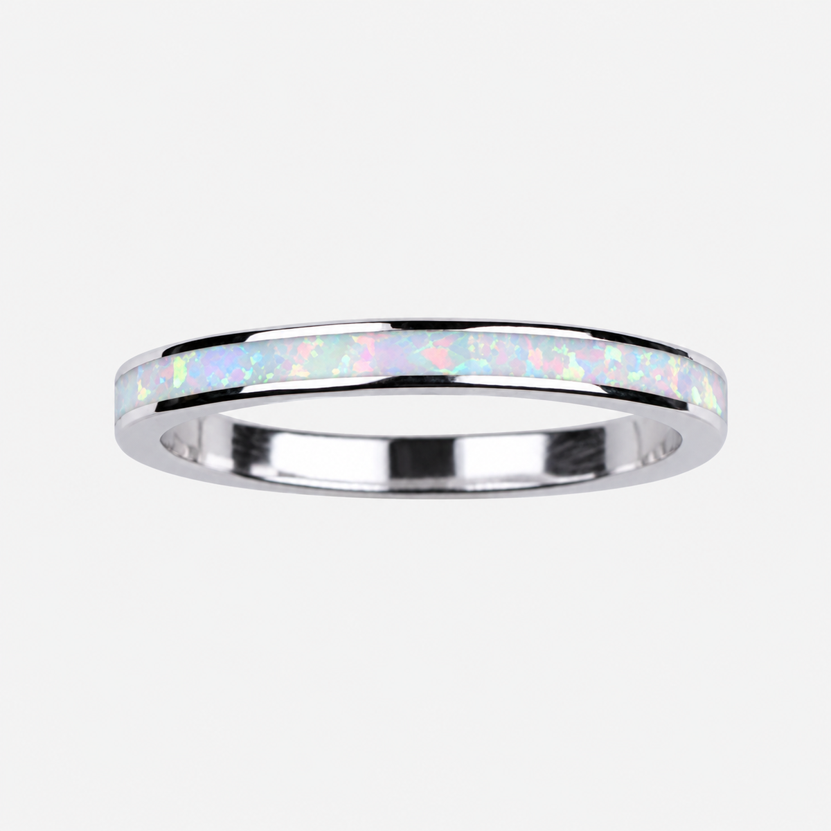 2mm White Opal Channel - Sterling Silver Toe Ring - TR68-W SS
