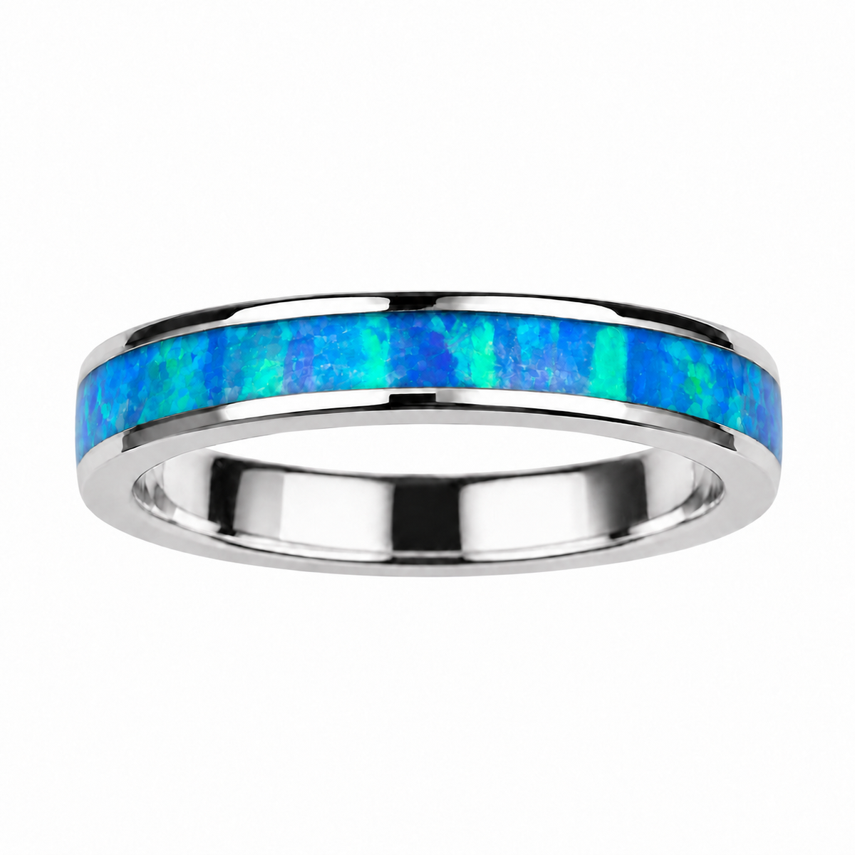 4mm Blue Opal Channel - Sterling Silver Toe Ring - TR69-B SS