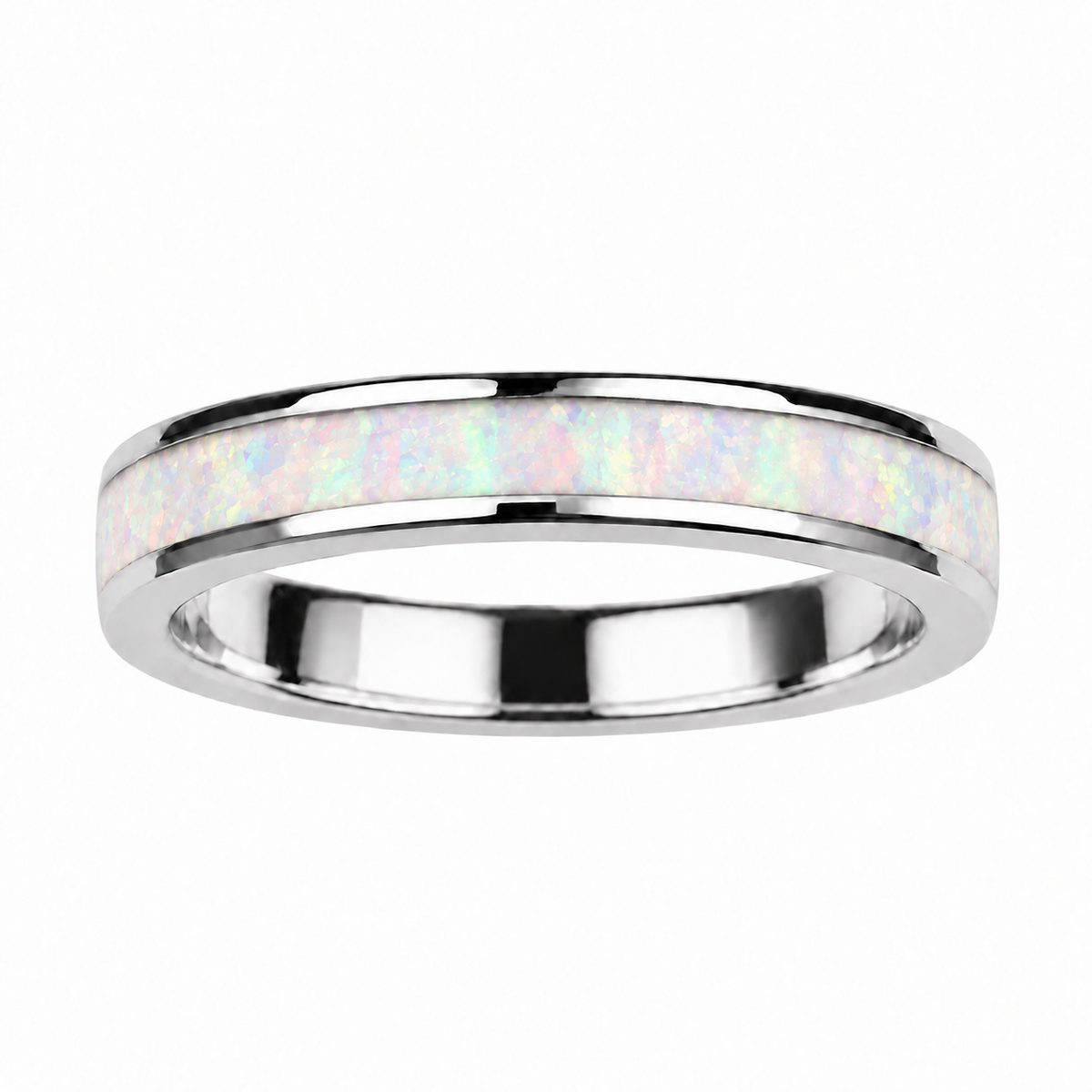 4mm White Opal Channel - Sterling Silver Toe Ring - TR69-W SS