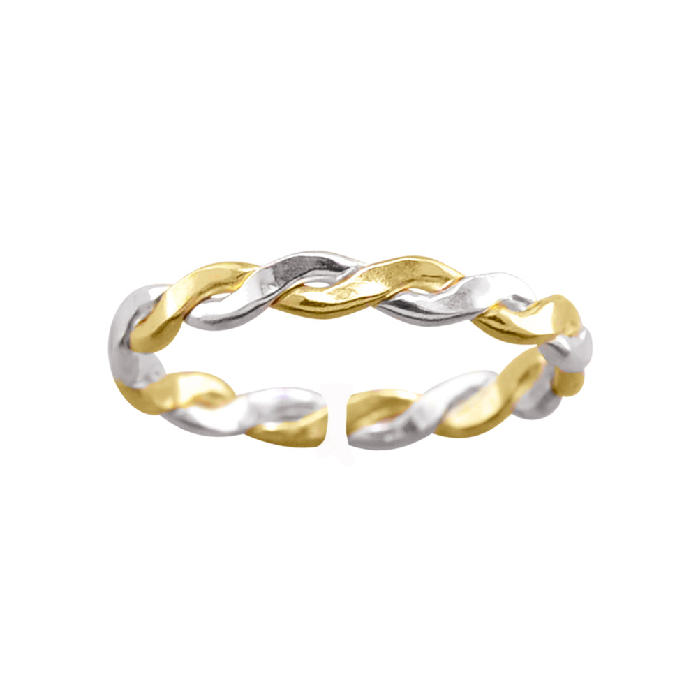 Medium Braid - Two Tone Adjustable Toe Ring - TRA05 MX