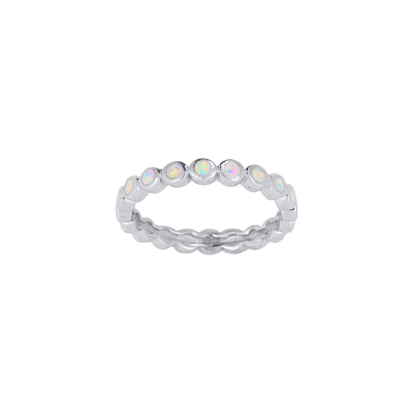 White Opal Dots - Sterling Silver Toe Ring - TR71-W SS