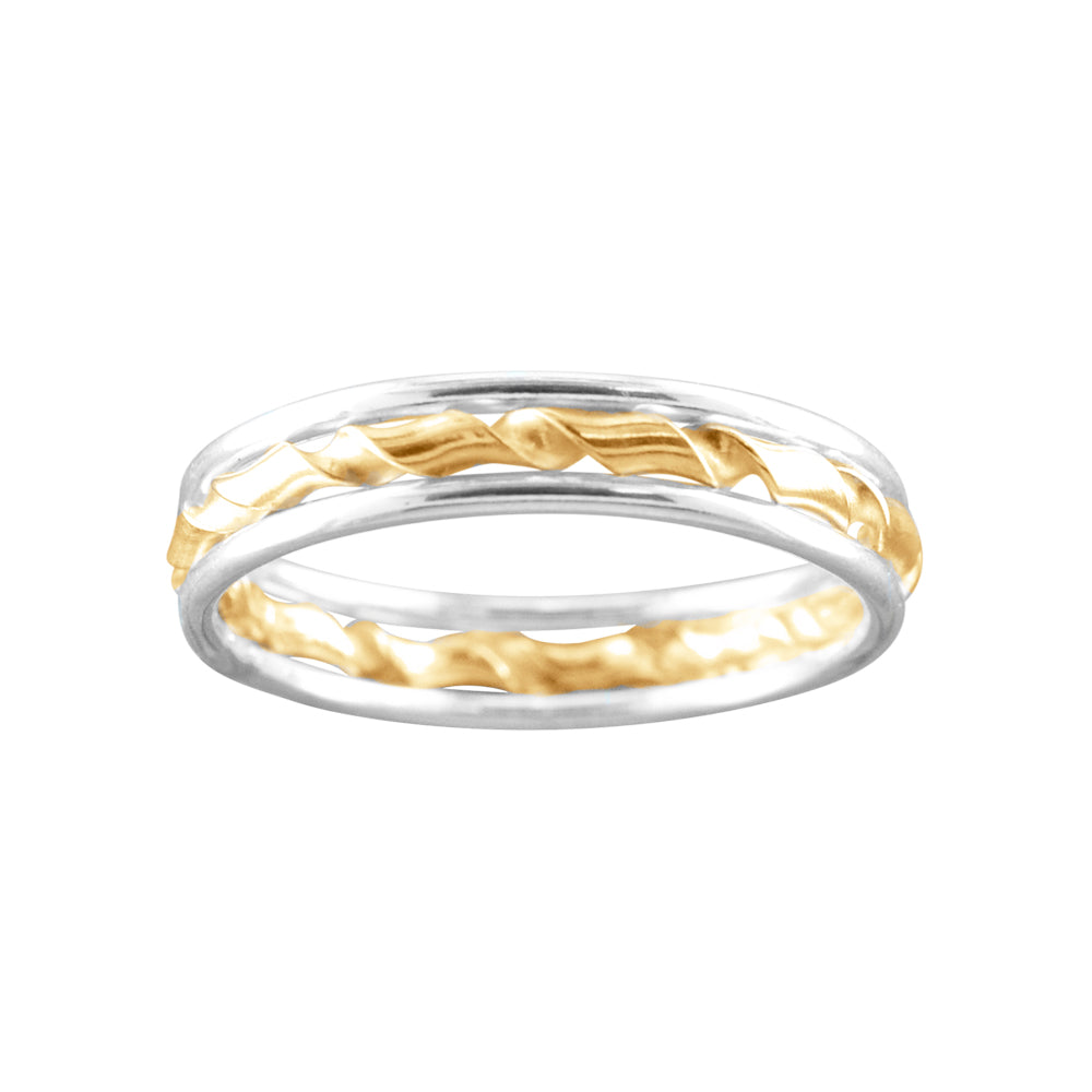 Triple with Twist - Two Tone Toe Ring - TR22 SS/MX