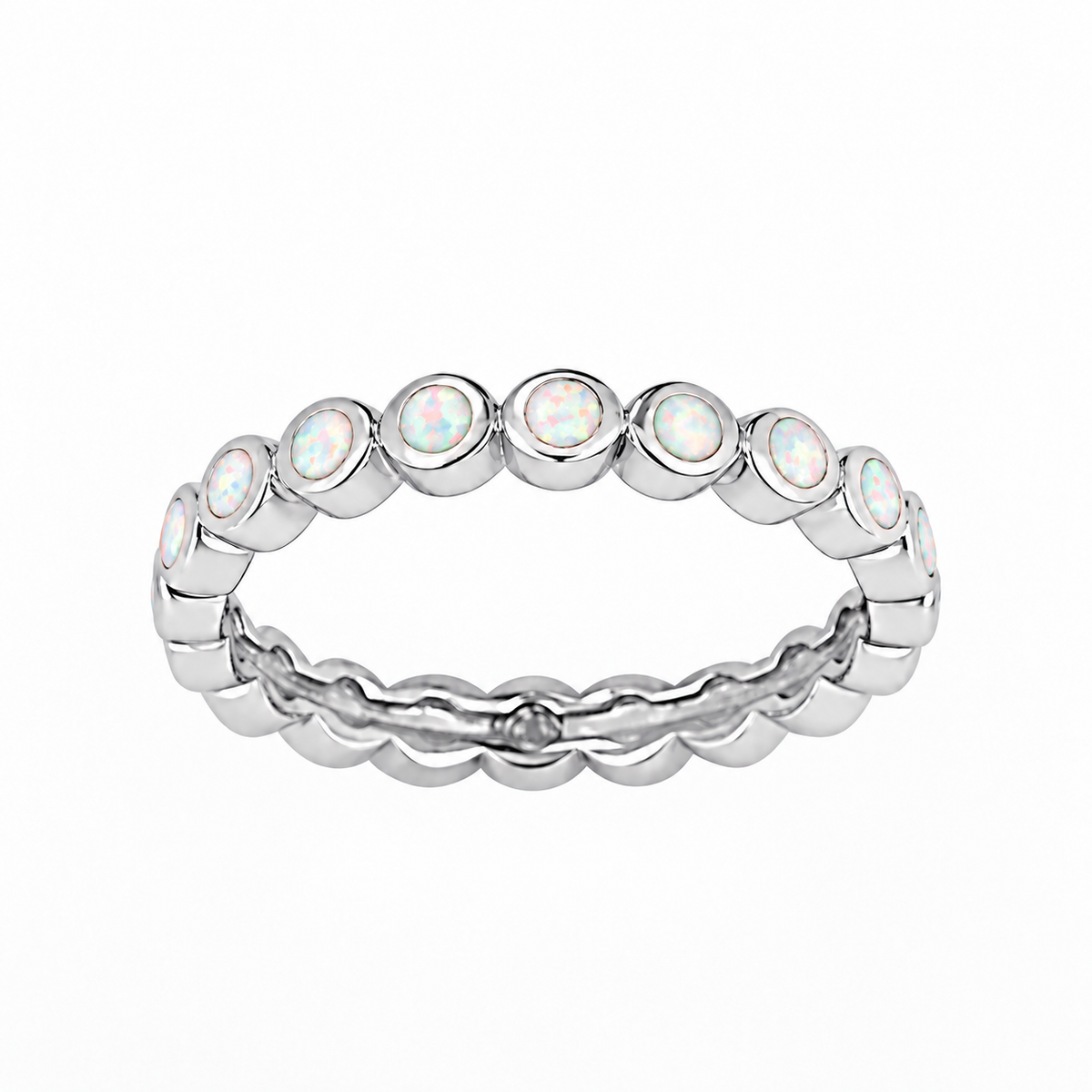 White Opal Dots - Sterling Silver Toe Ring - TR71-W SS