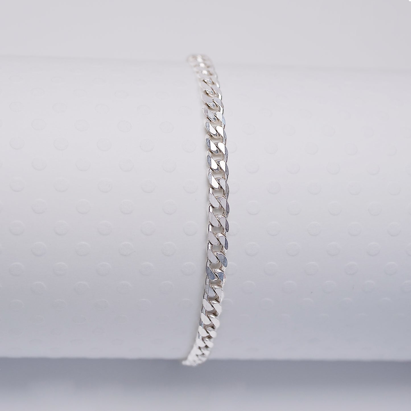 4mm Curb - Sterling Silver Anklet - ANK18 SS
