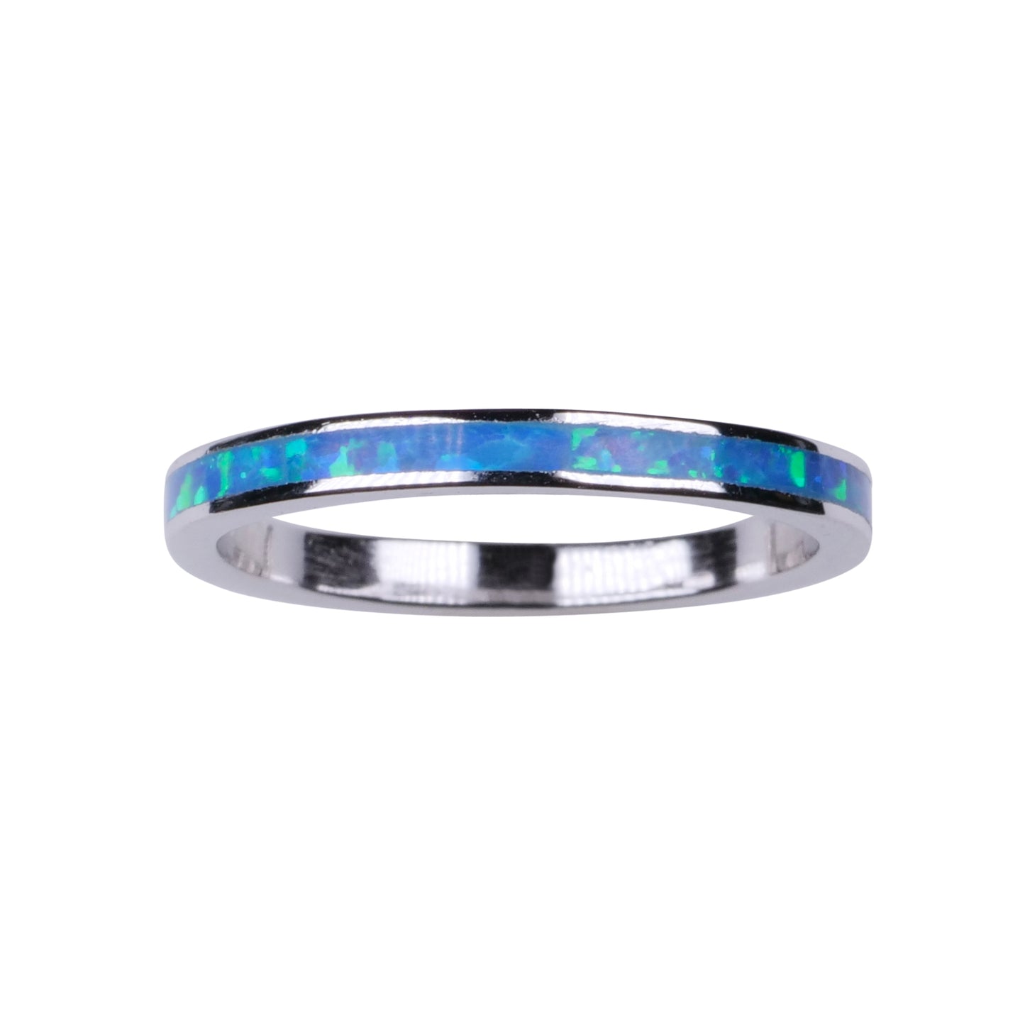2mm Blue Opal Channel - Sterling Silver Thumb Ring - TH68-B SS
