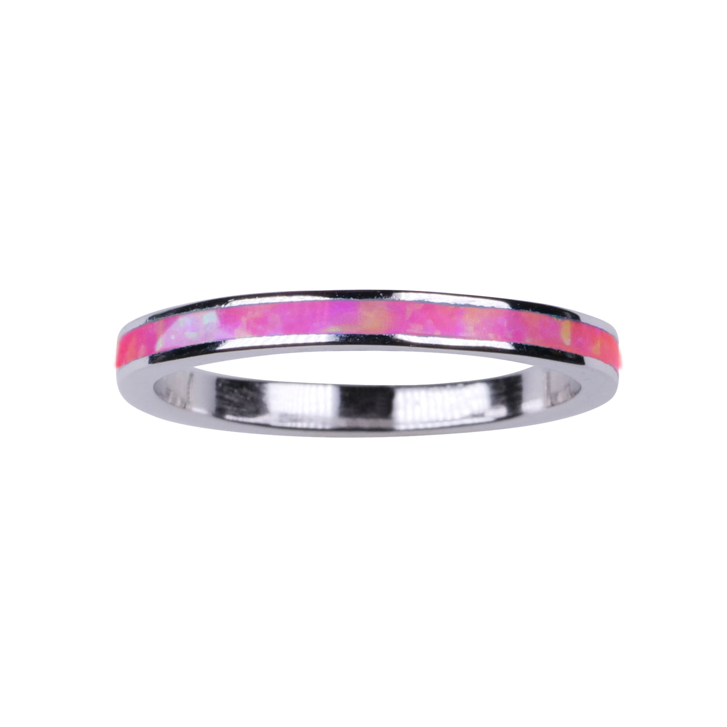 2mm Pink Opal Channel - Sterling Silver Toe Ring - TR68-P SS
