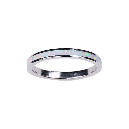 2mm White Opal Channel - Sterling Silver Toe Ring - TR68-W SS