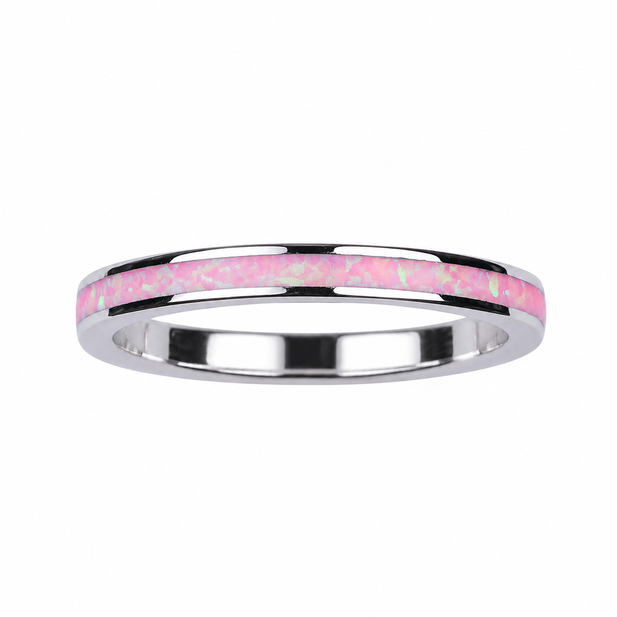 2mm Pink Opal Channel - Sterling Silver Toe Ring - TR68-P SS