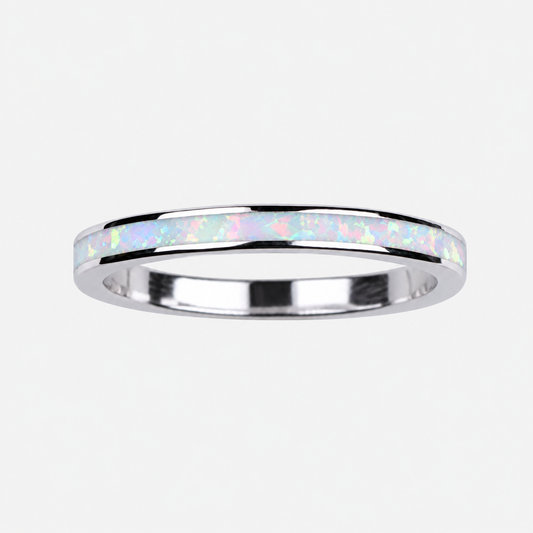 2mm White Opal Channel - Sterling Silver Toe Ring - TR68-W SS