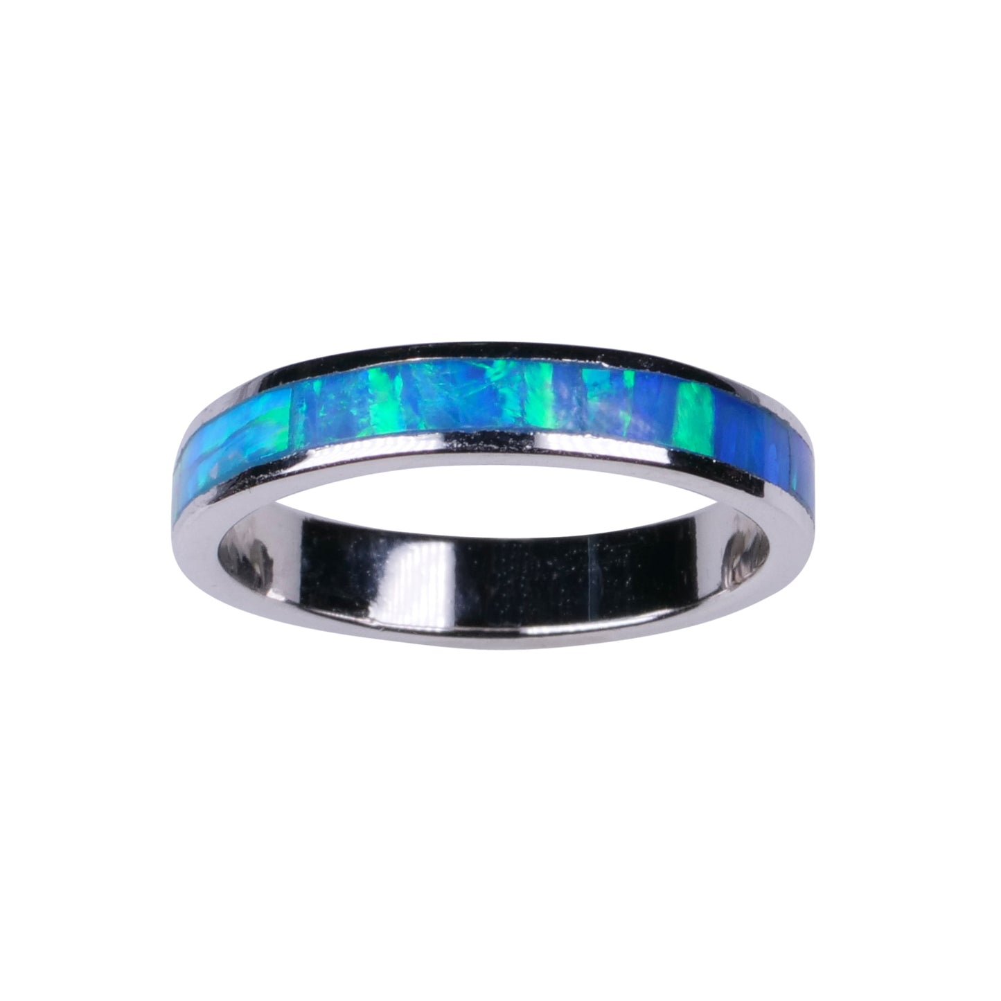 4mm Blue Opal Channel - Sterling Silver Thumb Ring - TH69-B SS