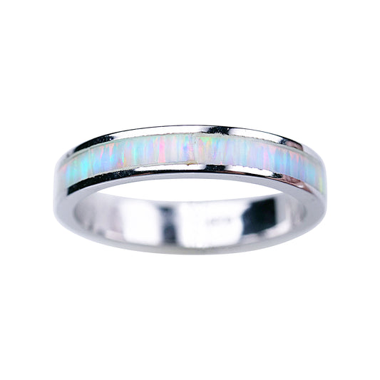 4mm White Opal Channel - Sterling Silver Toe Ring - TR69-W SS
