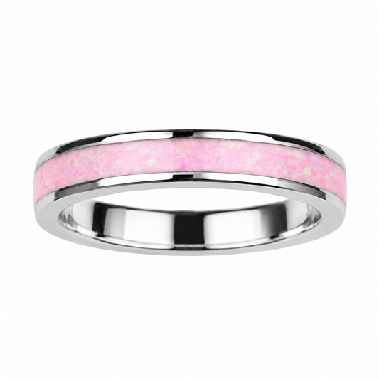 4mm Pink Opal Channel - Sterling Silver Toe Ring - TR69-P SS