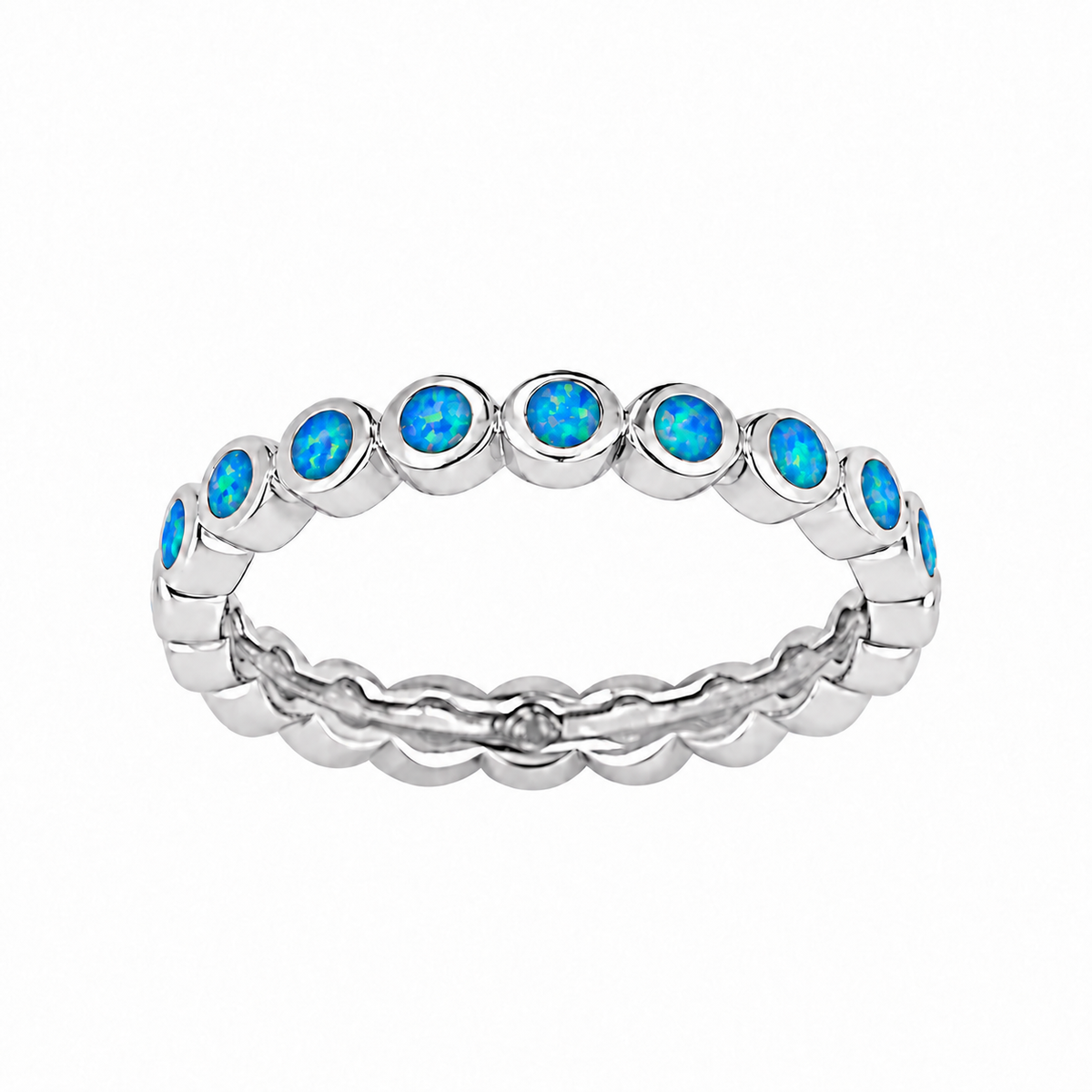 Blue Opal Dots - Sterling Silver Toe Ring - TR71-B SS