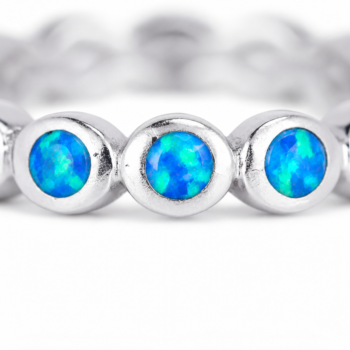 Blue Opal Dots - Sterling Silver Toe Ring - TR71-B SS