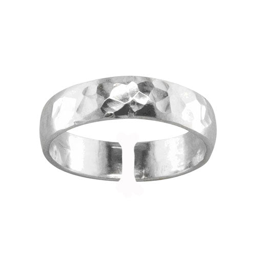 Bold Hammered - Sterling Silver Adjustable Toe Ring - TRA03-H SS