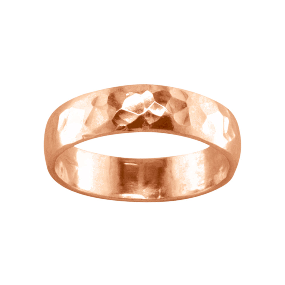 5mm Rose Gold Filled Flat Ring with Hand Hammered Texture