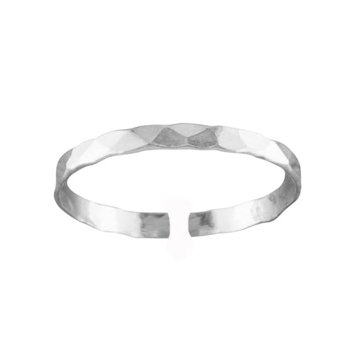 Classic Hammered - Sterling Silver Adjustable Toe Ring - TRA01-H SS