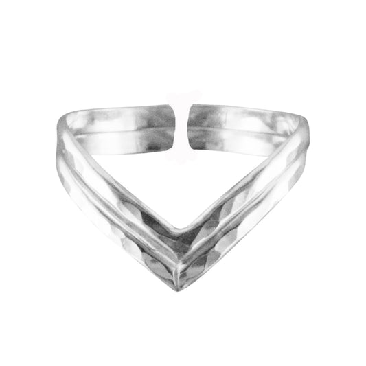 Double V - Sterling Silver Adjustable Toe Ring - TRA16 SS