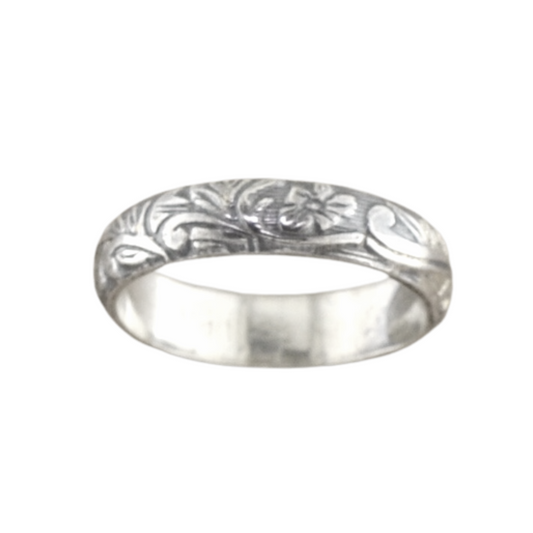 Hawaiian Floral - Sterling Silver Thumb Ring - TH55 SS