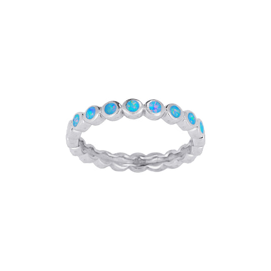 Blue Opal Dots - Sterling Silver Thumb Ring - TH71-B SS