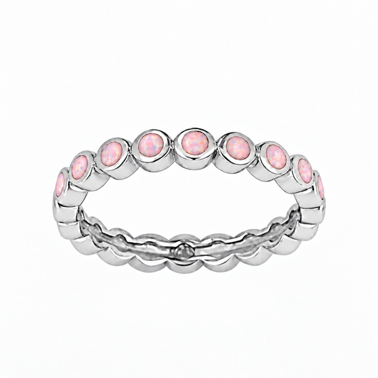 Pink Opal Dots - Sterling Silver Toe Ring - TR71-P SS