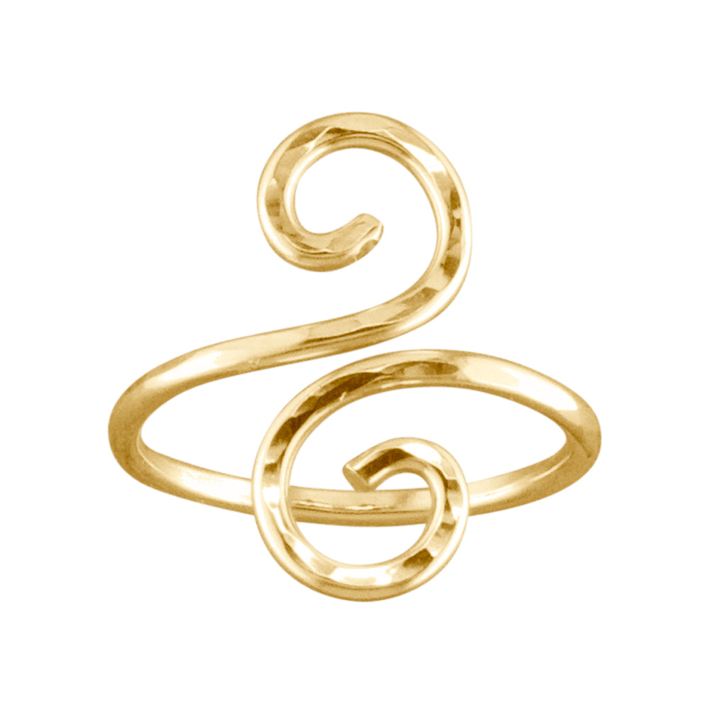 Hammered Swirl - Gold Filled Adjustable Toe Ring - TRA32-H GF
