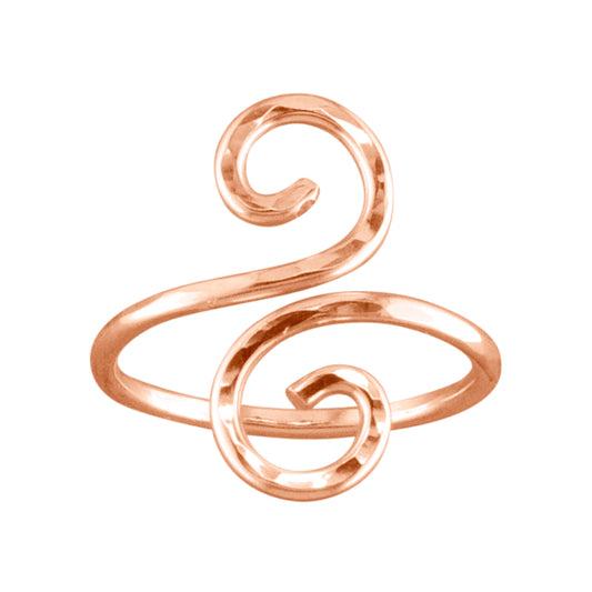 Hammered Swirl - Rose Gold Adjustable Toe Ring - TRA32-H RG