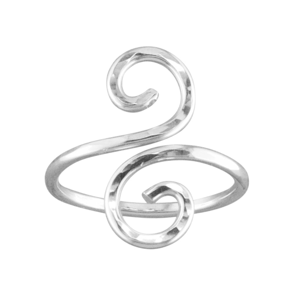 Hammered Swirl - Sterling Silver Adjustable Toe Ring - TRA32-H SS