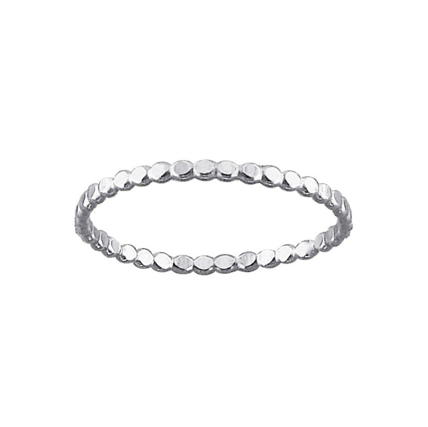 1.3mm Sterling Silver Tiny Dots Flat Ring
