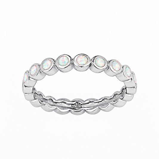 White Opal Dots - Sterling Silver Toe Ring - TR71-W SS