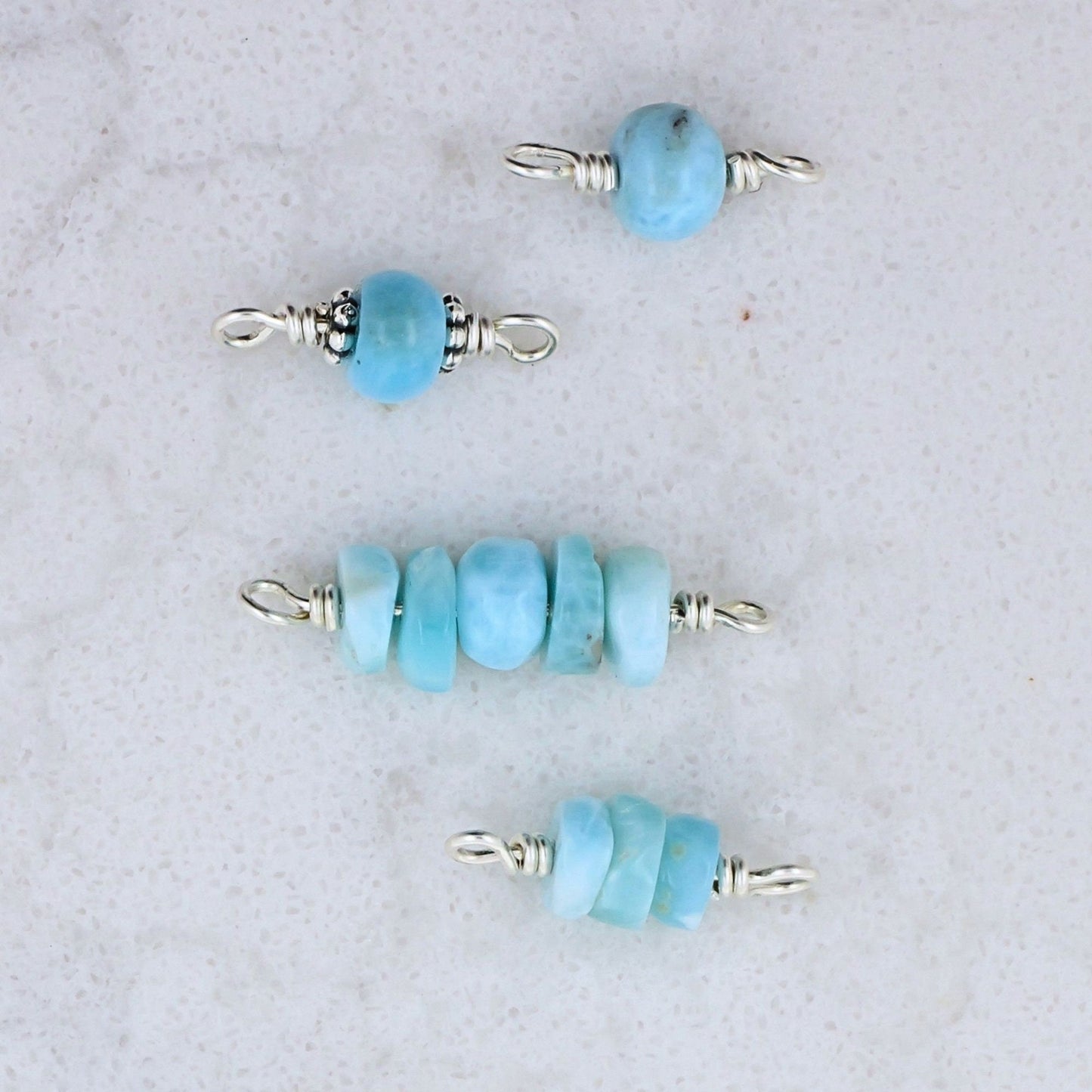 Genuine Larimar Permanent Jewelry Connector Charms