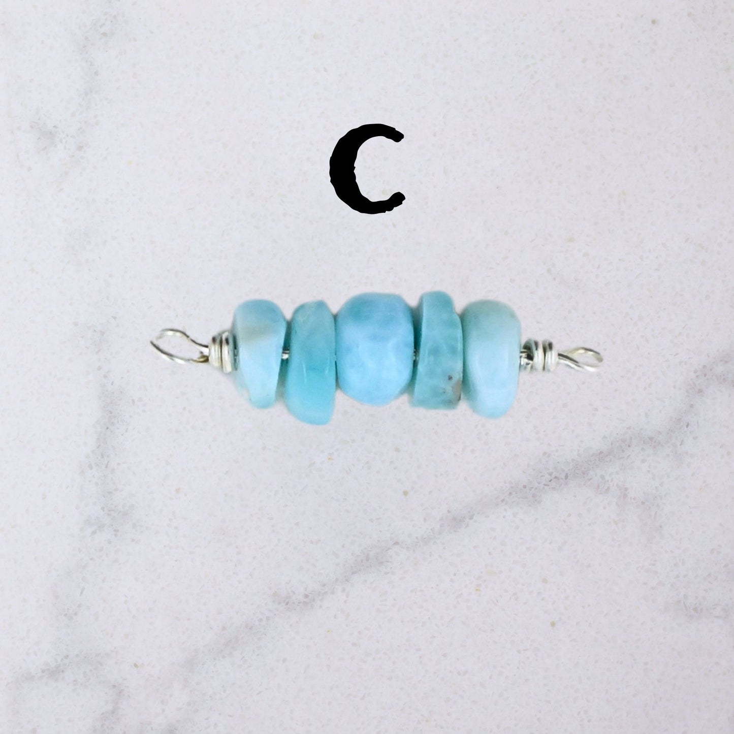 Genuine Larimar Permanent Jewelry Connector Charms