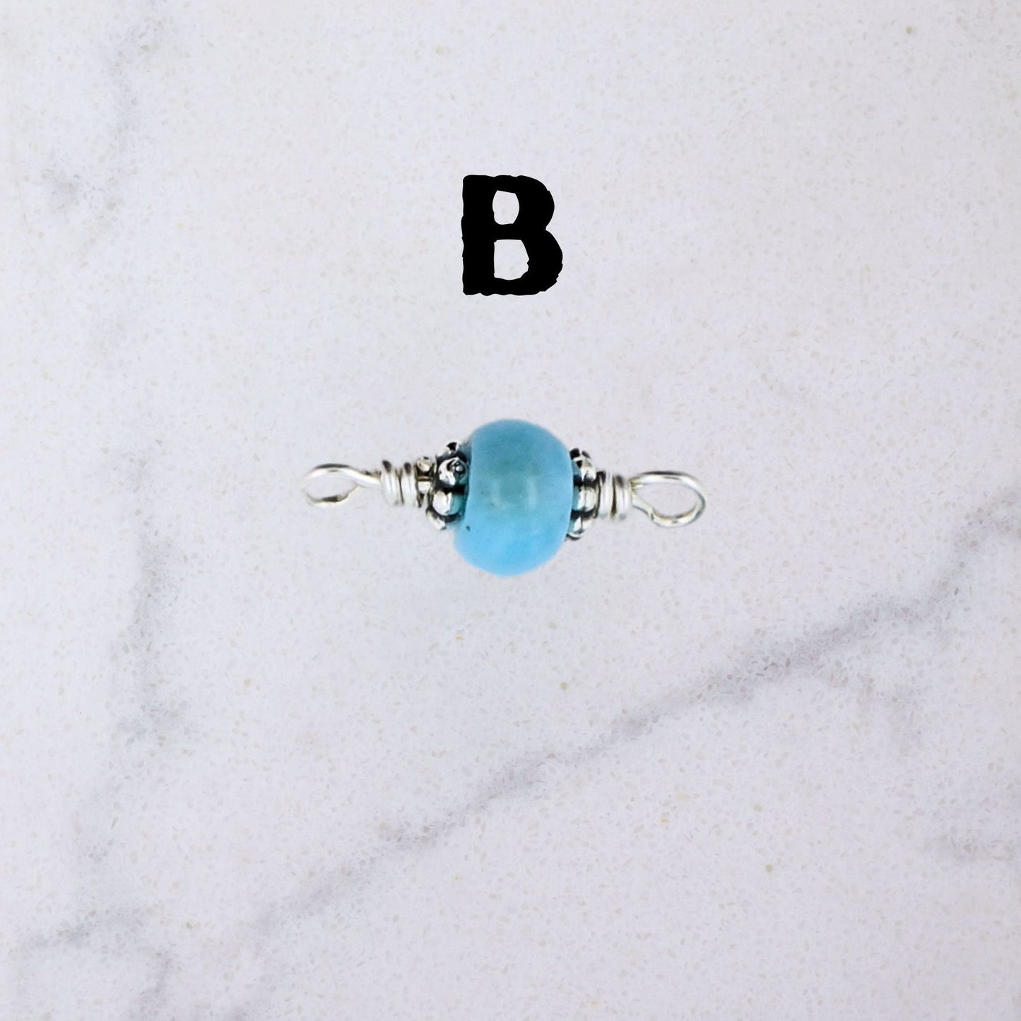 Genuine Larimar Permanent Jewelry Connector Charms