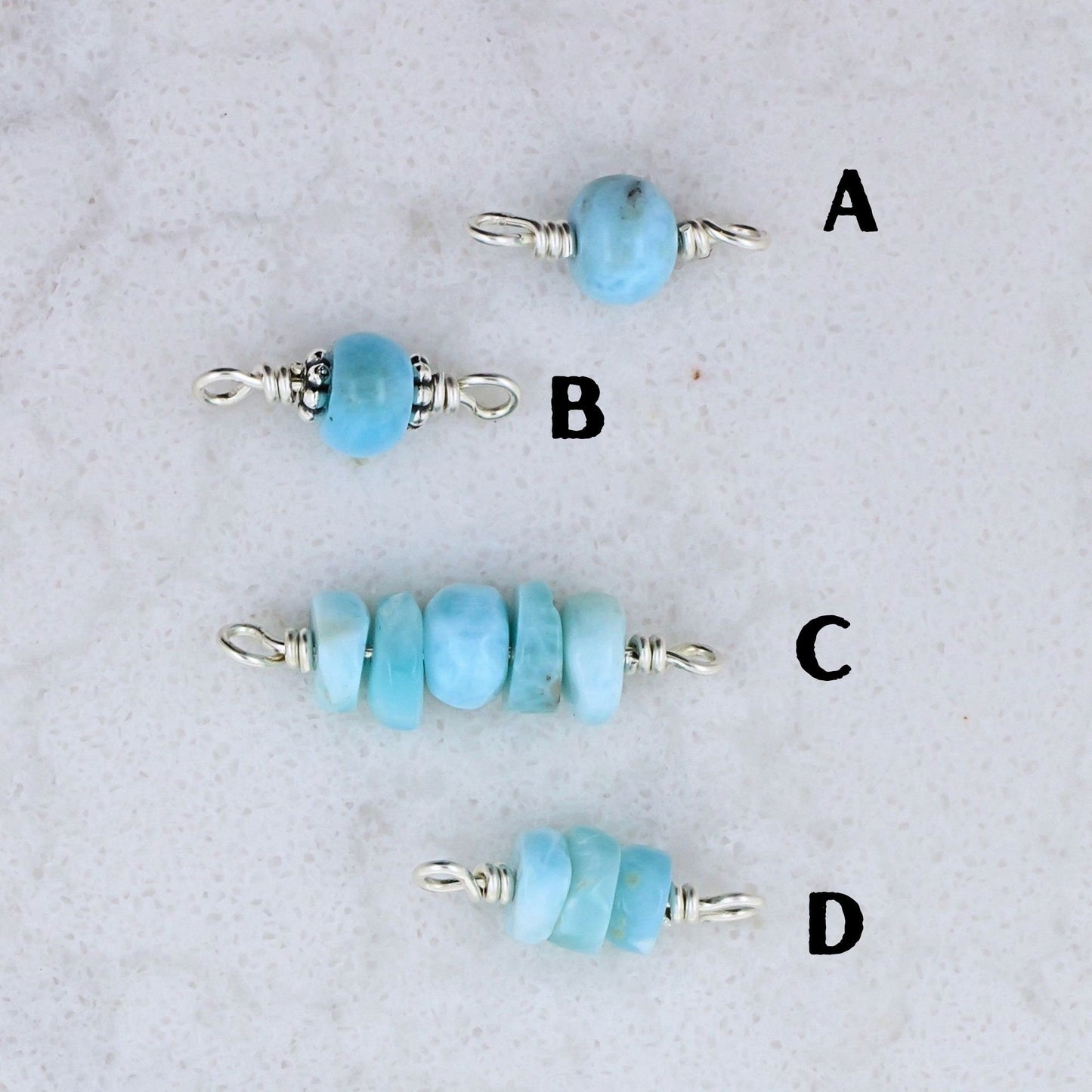 Genuine Larimar Permanent Jewelry Connector Charms