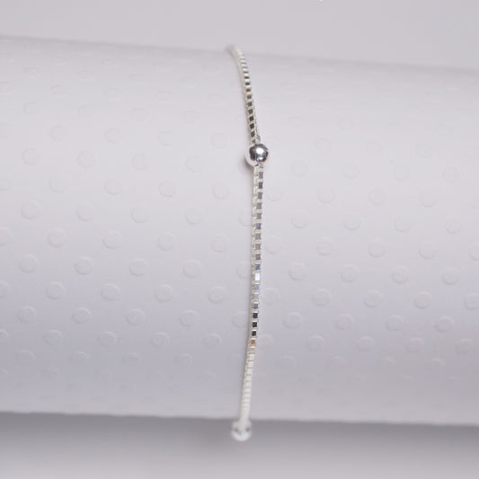 Box Ball - Sterling Silver Anklet - ANK02 SS