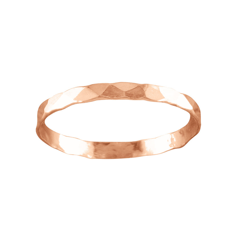 2mm Rose Gold Filled Flat Ring with Diamond Hammered Texture