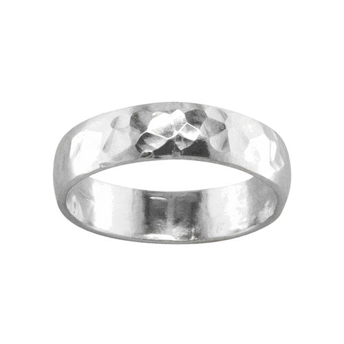 5mm Sterling Silver Flat Ring with Hand Hammered Texture