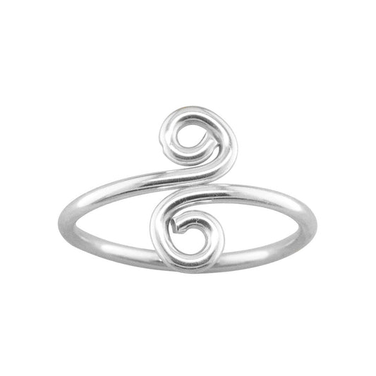 Swirl - Sterling Silver Adjustable Thumb Ring - THA32 SS